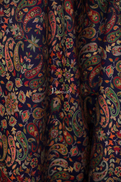 Pashtush India 100x200 Womens Kaani Shawl, Faux Pashmina, Soft and Warm, Navy Blue