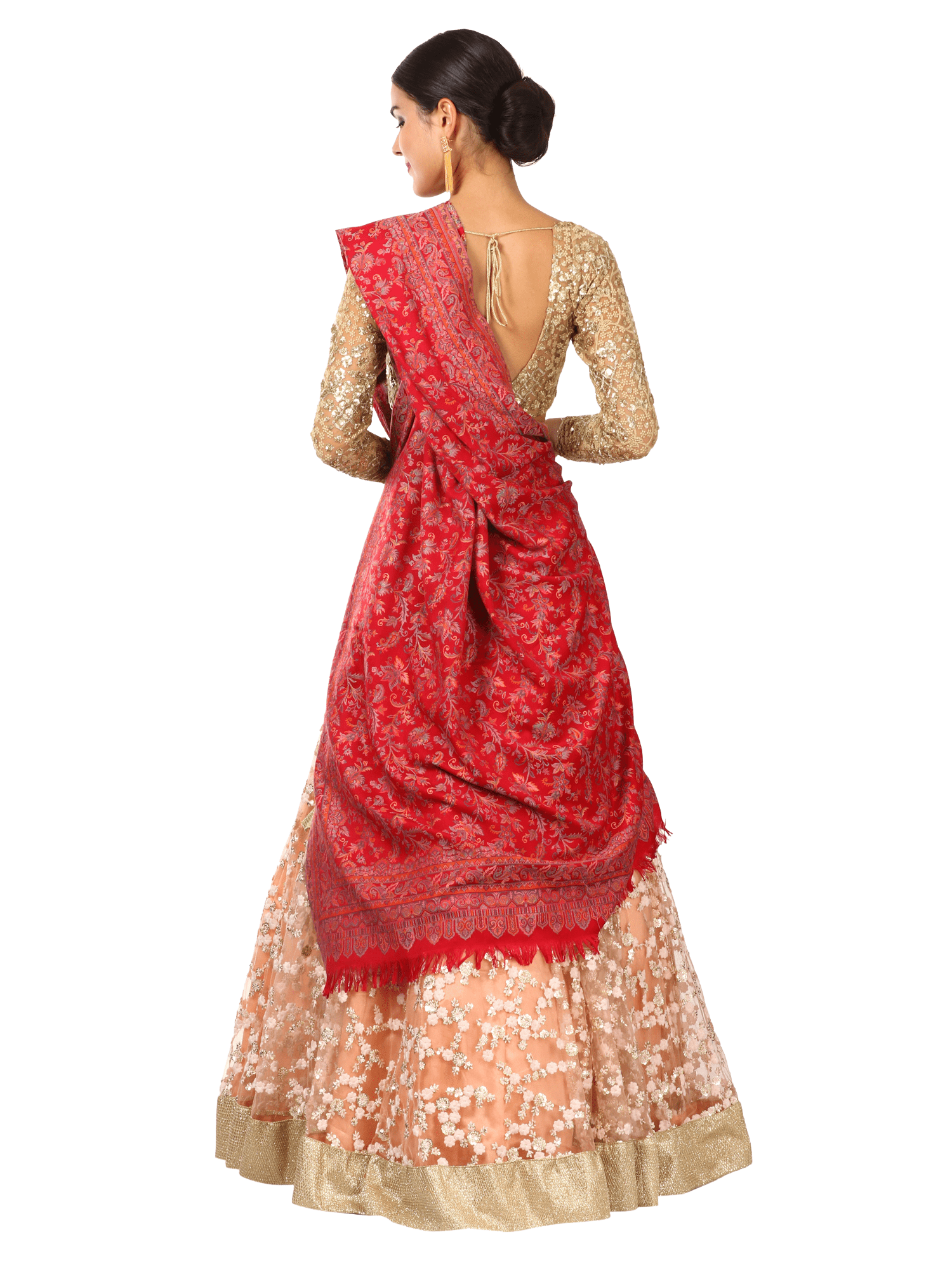 Pashtush India 100x200 Womens Kaani Shawl, Faux Pashmina, Soft and Warm (Red)