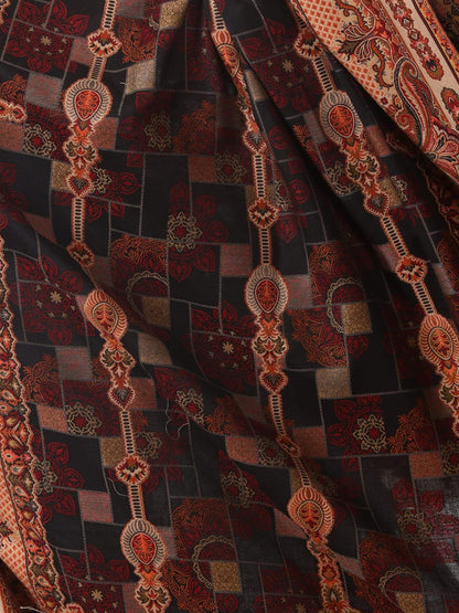 Pashtush Shawl Store Shawl Womens Kullu Jamawar Shawl, Faux Pashmina -Black