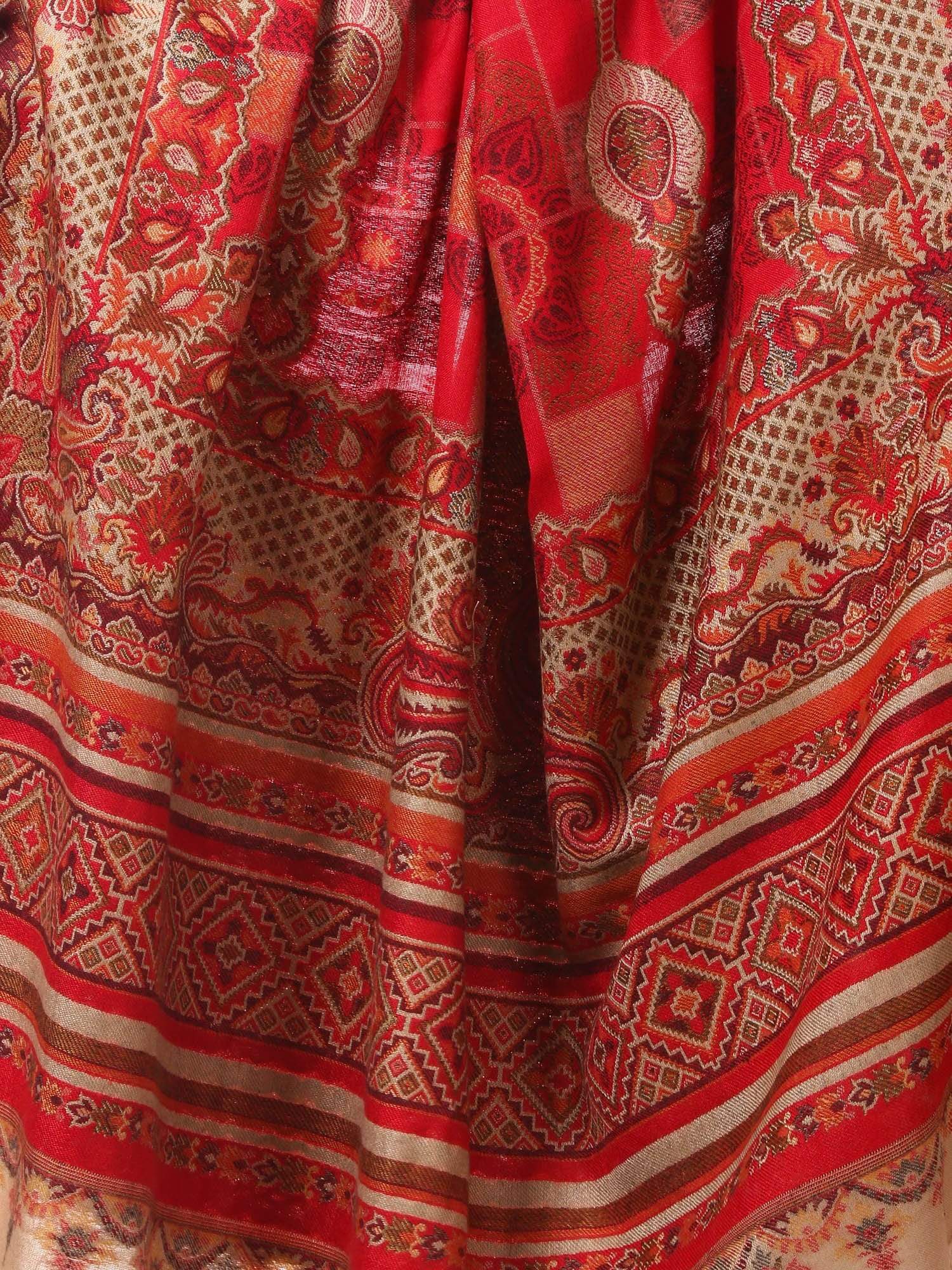 Pashtush Shawl Store Shawl Womens Kullu Jamawar Shawl, Faux Pashmina - Maroon