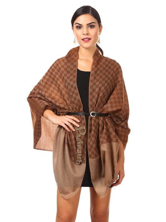 Pashtush Shawl Store Stole Pashutsh Womens Signature Pashmina Scarf with Pashtush Charm Logo