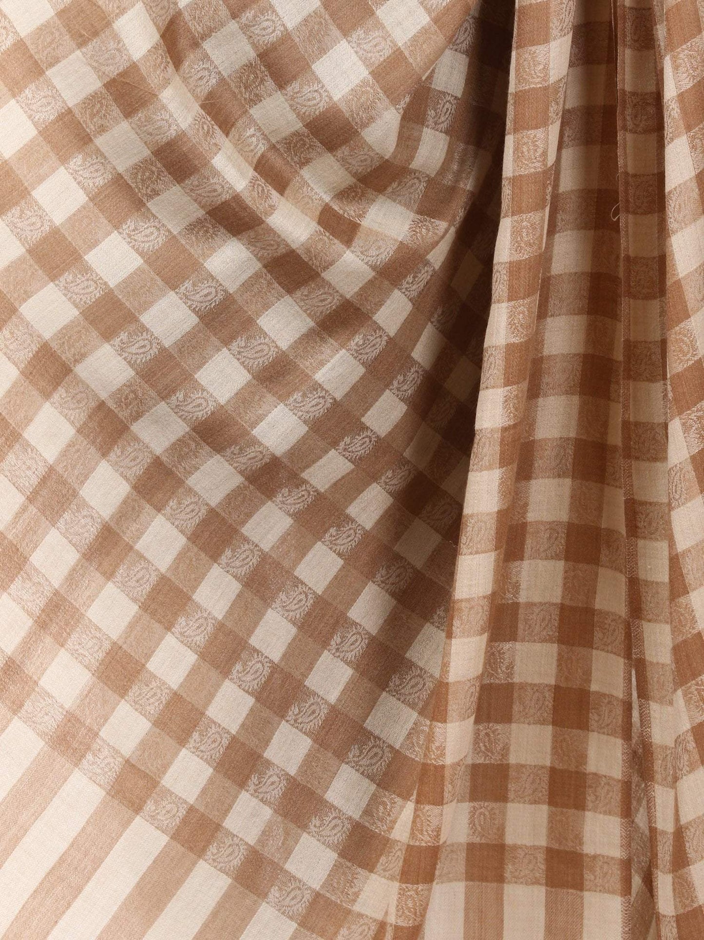 Pashtush Shawl Store Shawl Womens Extra Fine Wool Blend Pashmina Shawl, Checkered, Soft and Warm (taupe)