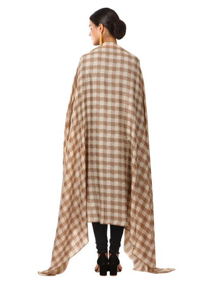 Pashtush Shawl Store Shawl Womens Extra Fine Wool Blend Pashmina Shawl, Checkered, Soft and Warm (taupe)