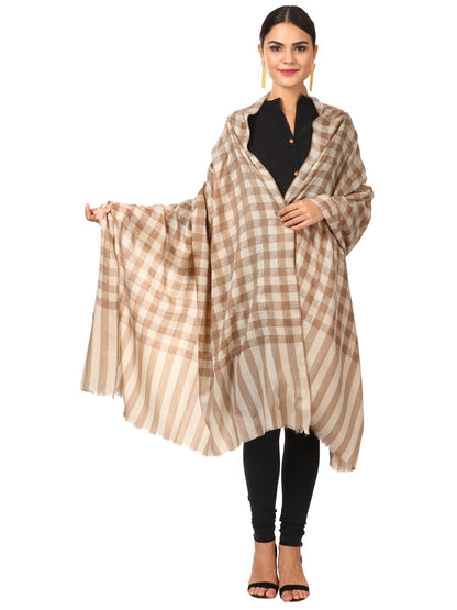 Pashtush Shawl Store Shawl Womens Extra Fine Wool Blend Pashmina Shawl, Checkered, Soft and Warm (taupe)