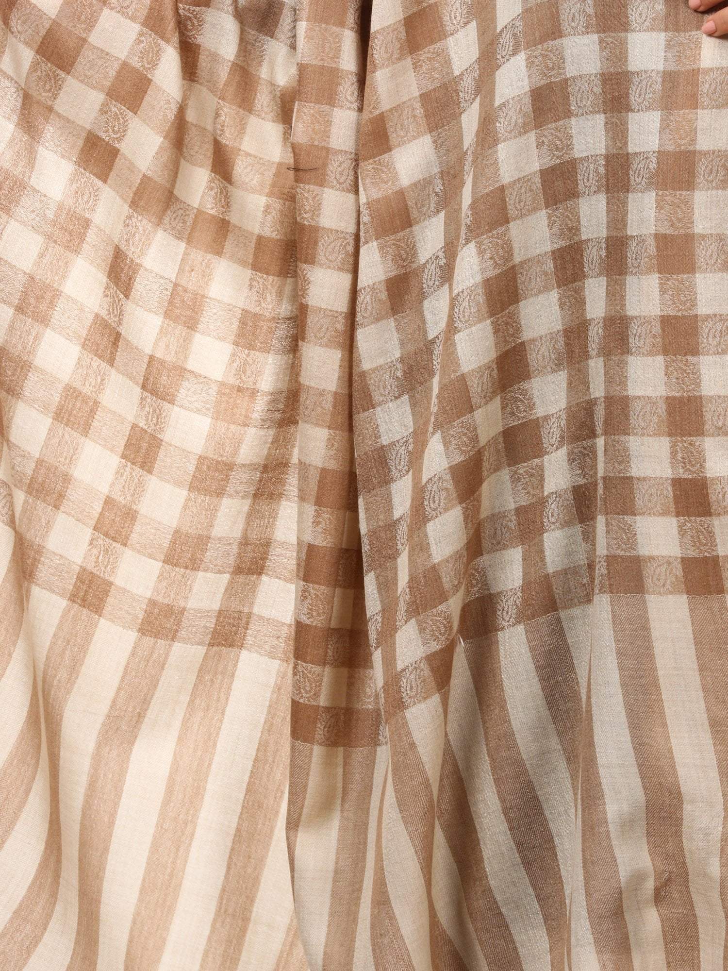 Pashtush Shawl Store Shawl Womens Extra Fine Wool Blend Pashmina Shawl, Checkered, Soft and Warm (taupe)