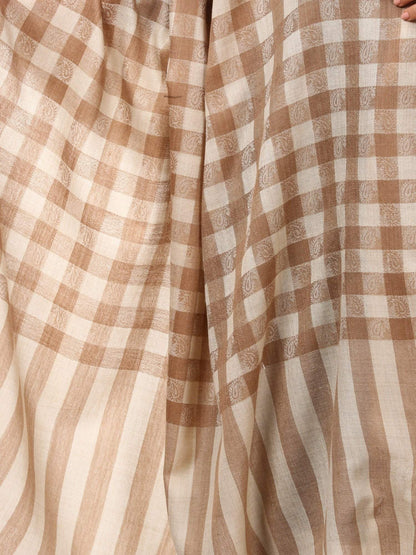 Pashtush Shawl Store Shawl Womens Extra Fine Wool Blend Pashmina Shawl, Checkered, Soft and Warm (taupe)