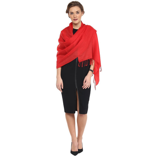 Pashtush Shawl Store Stole Pashtush Womens Extra Fine Wool Scarf, Stole, Scarlet Red (Solid Colour)