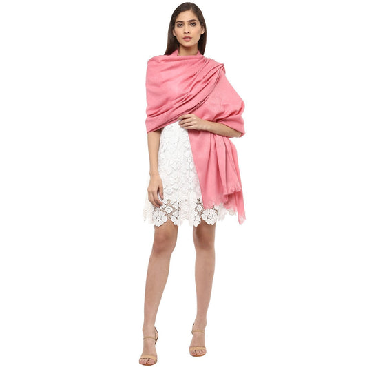 Pashtush Store Pashtush Women's Soft Wool Shawl Baby peach with Jacquard Design