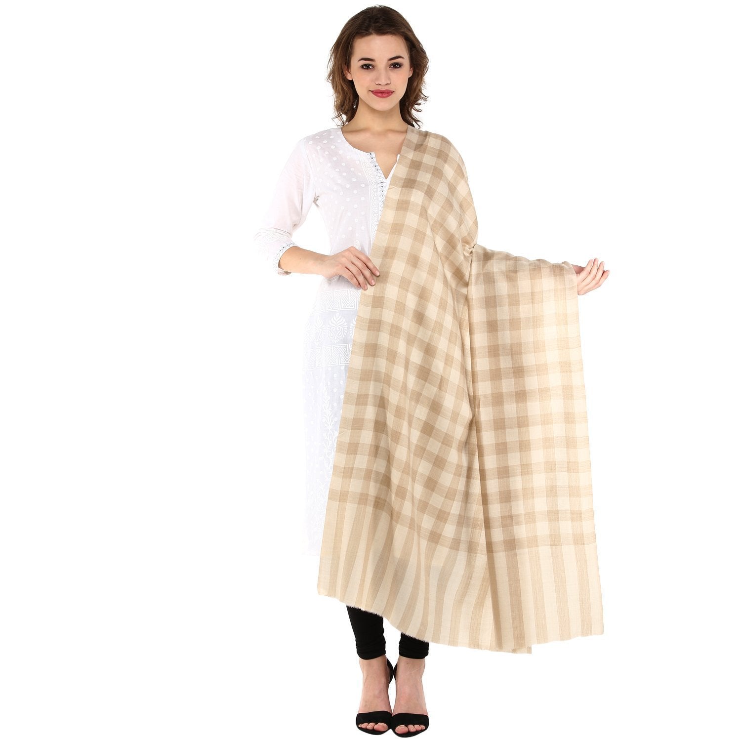 Pashtush Store Pashtush Womens Check Shawl, imported Australian Merino Wool (Comfortable, Warm and Big )
