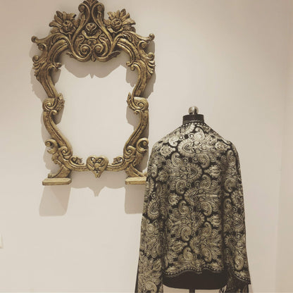 Pashtush Store Stole Silk-Pashmina Fine Wool, Nalki Embroidery Needlework Stole (28x80 inches)