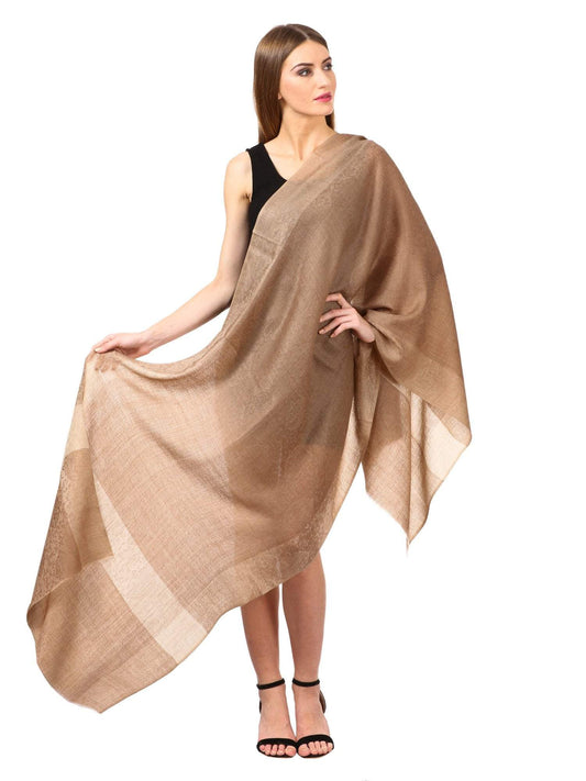 Pashtush Store Stole Pashtush Women's Reversible Stole with Paiseley weave, Nude Beige, shades of pashmina