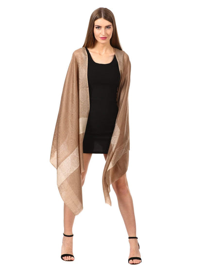 Pashtush Store Scarf Women's Reversible Stole, with Paiseley weave, Nude Beige