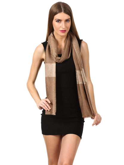 Pashtush Store Scarf Women's Reversible Stole, with Paiseley weave, Nude Beige