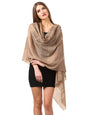 Pashtush Store Scarf Women's Reversible Stole, with Stripes, Wool Pashmina (Neutral)