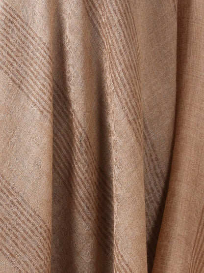 Pashtush Store Scarf Women's Reversible Stole, with Stripes, Wool Pashmina (Neutral)