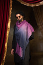 Pashtush Mens Cashmere Stole, Ombre Weave Design, Pink and Navy Blue